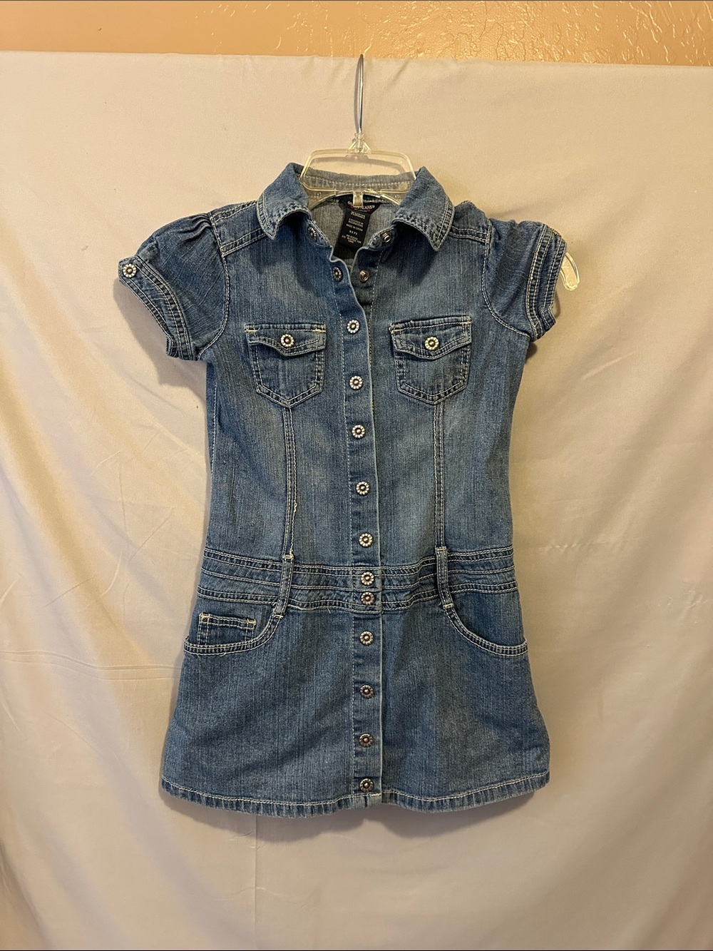 Guess Girls' Denim Button-Front Dress in Blue
